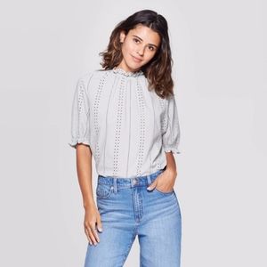 Universal Thread Eyelet Blue Top XS NWT